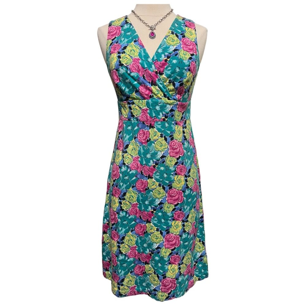 Multicolor floral knit midi dress